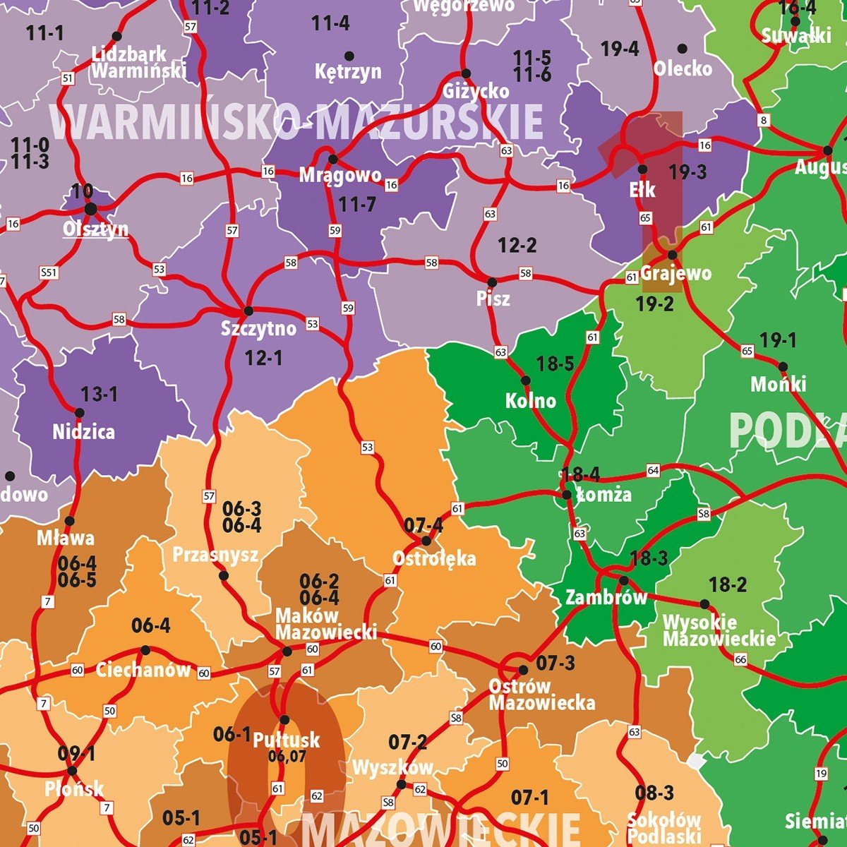 Mapa Cienna Polska Kody Pocztowe