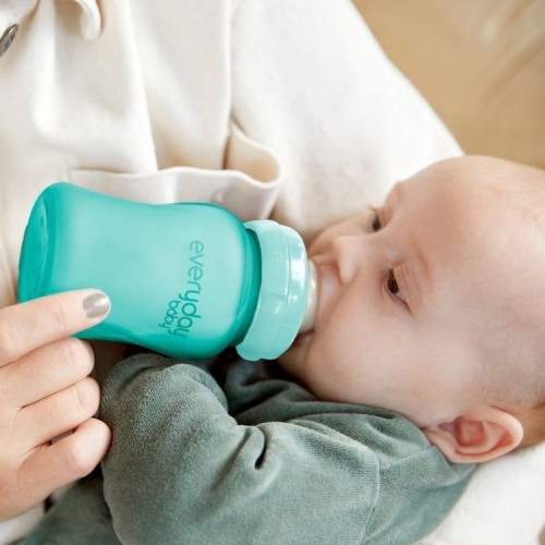 Everyday Baby Szklana Butelka Reagująca na Temperaturę 150 ml S - turkusowa  