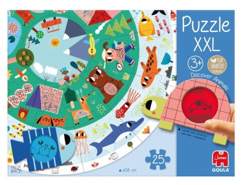Goula Puzzle Okrągłe XXL Odkryj Zwierzęta 2+