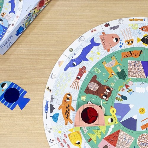 Goula Puzzle Okrągłe XXL Odkryj Zwierzęta 2+