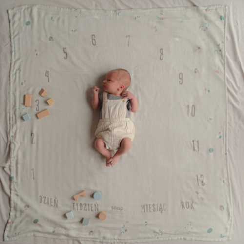 Snap the moment Foto-kocyk muślinowy almond oat 120x120 cm