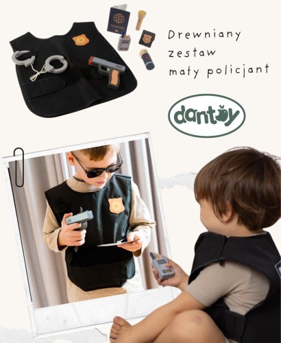 Dantoy Zestaw Mały Policjant Drewniane Akcesoria 3+