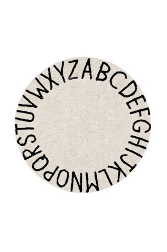 Lorena Canals Dywan bawełniany Round ABC Natural Negro Ø 150 cm