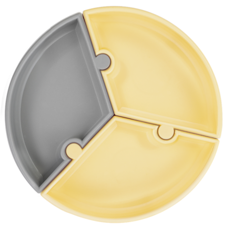 MINIKOIOI Talerzyk silikonowy Puzzle z przyssawkami Żółty/Szary