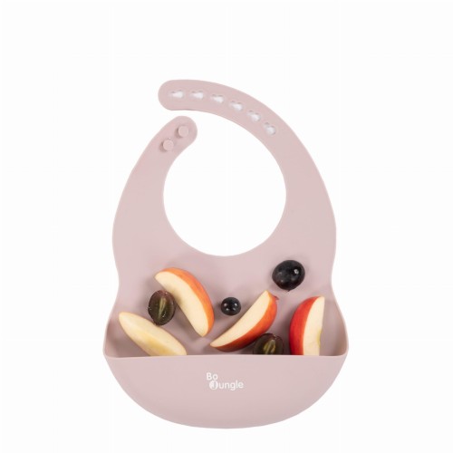 BO JUNGLE śliniak silikonowy z kieszonką Różowy