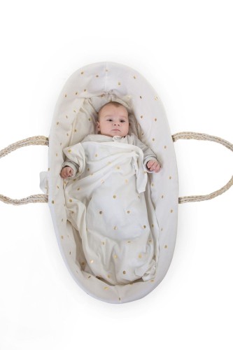 Childhome Pokrowiec do kosza Mojżesza Jersey Gold Dots