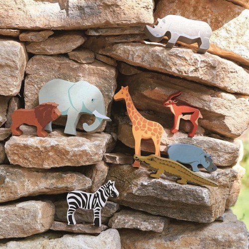 Tender Leaf Toys Figurki Safari 8 sztuk Drewno 3+