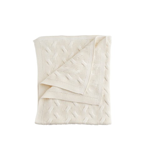  ooh noo Bawełniany kocyk niemowlęcy Warkocze kremowy 75×90 cm