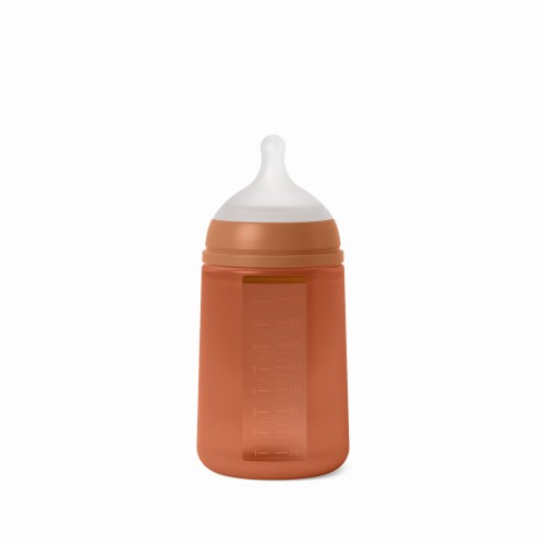 Suavinex, Butelka silikonowa 240ml SX Pro średni przepływ Ceglasty