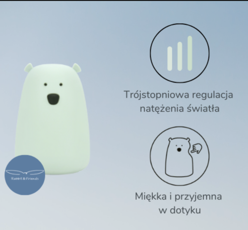 Rabbit&Friends, Lampka Silikonowa duży miś Szałwiowwy