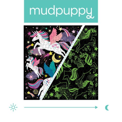 Mudpuppy,  Puzzle  świecące w ciemności   300 elementów 7+ Jednorożce