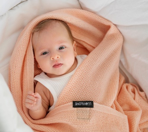 Lullalove, Kocyk otulacz merino PREMIUM brzoskwiniowy