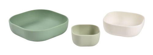 Beaba, Zestaw 3 miseczek z silikonu  Sage green, Cotton, Misty green