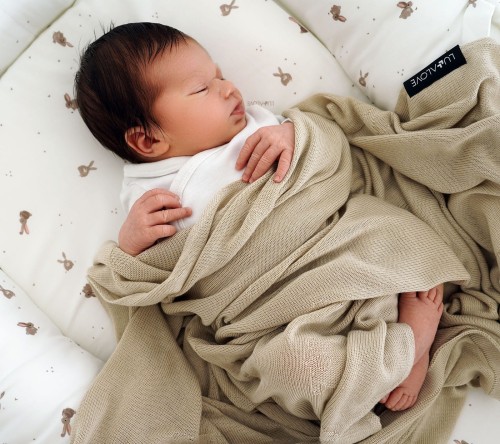 Lullalove, Lekki kocyk bambusowy dla dzieci, króliczki szary