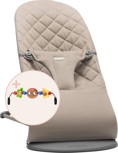 BabyBjorn Leżaczek Bliss Woven Piaskowoszary + Zabawka