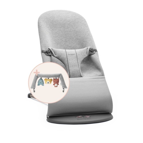 BabyBjorn Leżaczek Bliss 3D Jersey Jasny Szary + Zabawka 