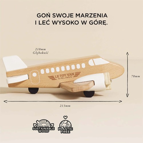 Le Toy Van Drewniany Samolot Ruchome Śmigła 2+