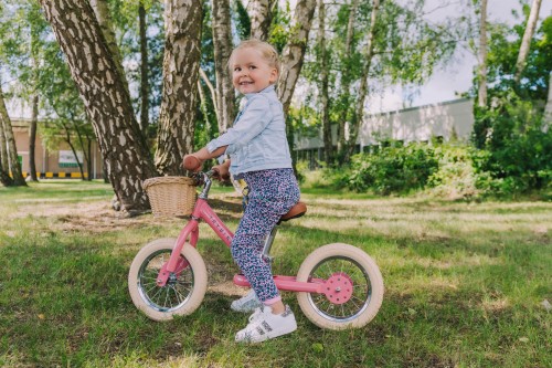 Trybike Pierwszy rowerek trójkołowy dziecięcy biegowy 2w1 różowy matowy 
