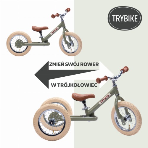 Trybike Pierwszy rowerek trójkołowy dziecięcy biegowy 2w1 różowy matowy 