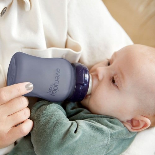 Everyday Baby Szklana Butelka Reagująca na Temperaturę 150 ml S - borówkowa 