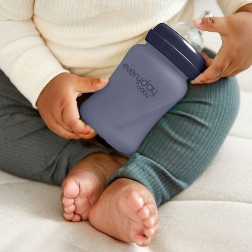 Everyday Baby Szklana Butelka Reagująca na Temperaturę 150 ml S - borówkowa 