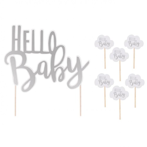 JaBaDaBaDo Pikiery i dekoracja "Hello Baby" na Baby Shower 