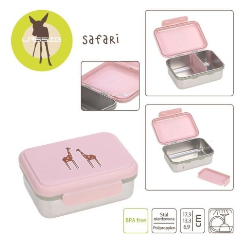 Lassig Lunchbox Stalowy Safari Żyrafa 17cm