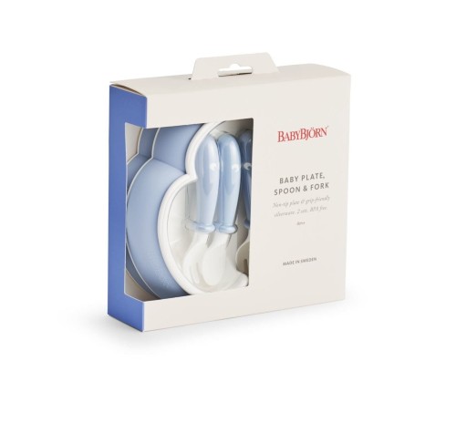 BABYBJÖRN Talerzyki ze sztućcami Powder Blue