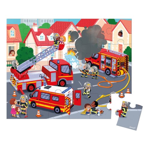 Janod Puzzle w Walizce Strażacy 24 Elementy 3+