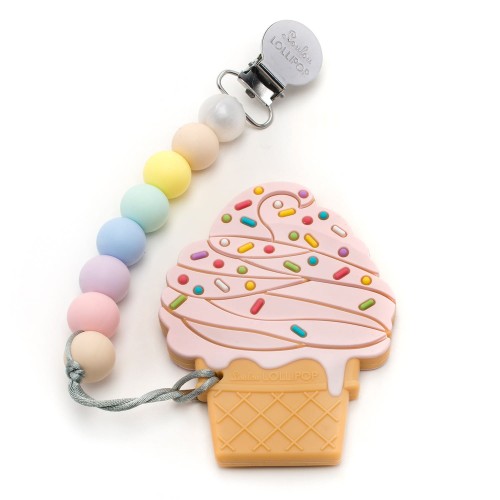 LouLou Lollipop Gryzak Silikonowy Ice Cream Truskawka 0+