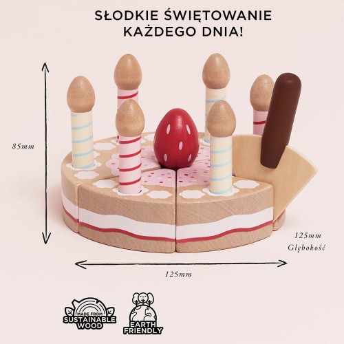 Le Toy Van Drewniany Tort Urodzinowy ze Świeczkami 3+