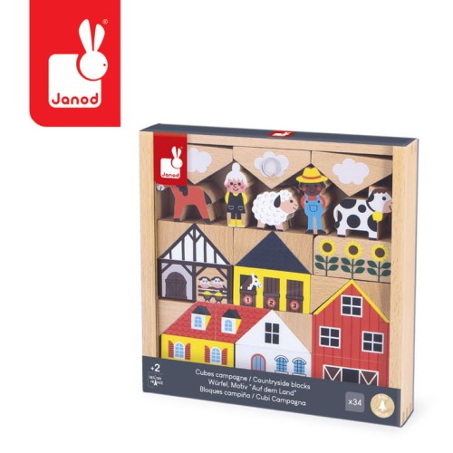 Janod Zestaw Klocków i Figurek Wieś 34 el. 2+