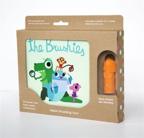 The Brushies Małpka MOMO Szczoteczka Na Palec Silikon z książeczką