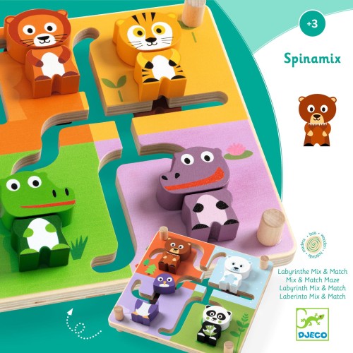 Djeco Labirynt Drewniany Spinamix Zwierzątka 18m+