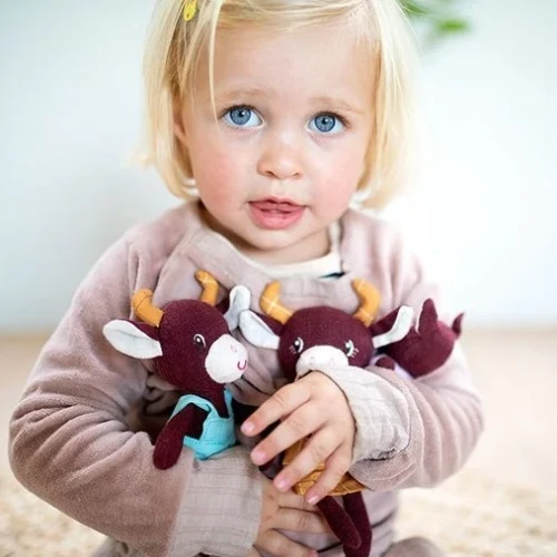 Lilliputiens Mini Rodzina Krówek Rosalie z Matą 0+ | Przytulanka Edukacyjna