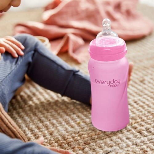 Everyday Baby Szklana Butelka Reagująca na Temperaturę 240 ml M - Wiśniowa