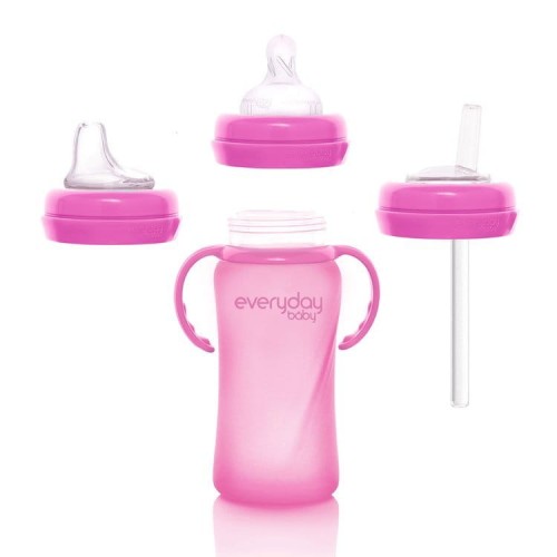 Everyday Baby Szklana Butelka Reagująca na Temperaturę 240 ml M - Wiśniowa
