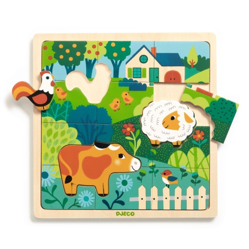 Drewniane Puzzle Farma z Ramką FSC 12 el. 3+