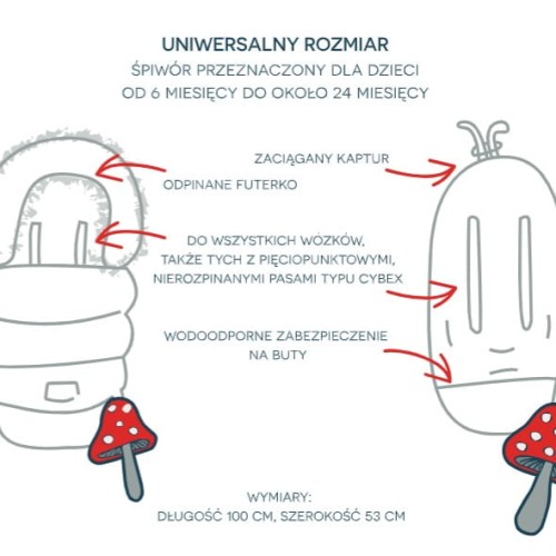 Śpiwór zimowy do wózka Dots 6-24m - Wodoodporny