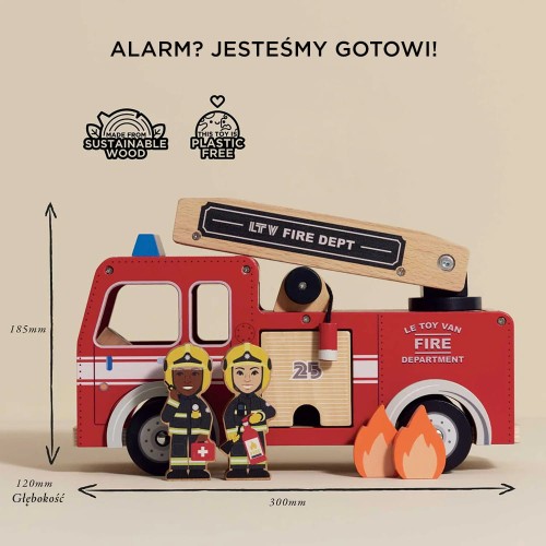 Le Toy Van Wóz Strażacki Drewniany z Figurkami 3+ | Edukacyjny