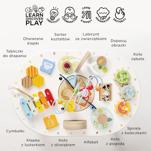 Le Toy Van Stolik Edukacyjny Sensoryczny Drewniany 18m+