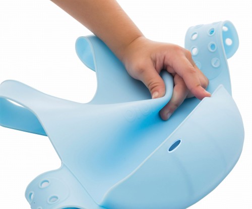 Minikoioi – śliniak silikonowy z kieszonką i zapięciem na plecach Niebieski