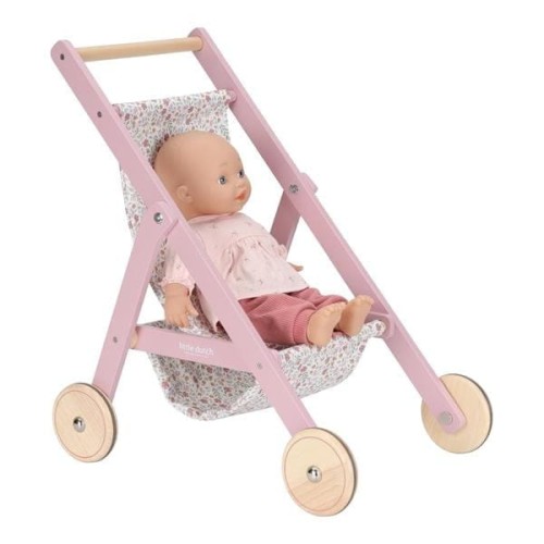 Little Dutch – Drewniany wózek dla lalek FSC – stylowy wózeczek dla dzieci 3+