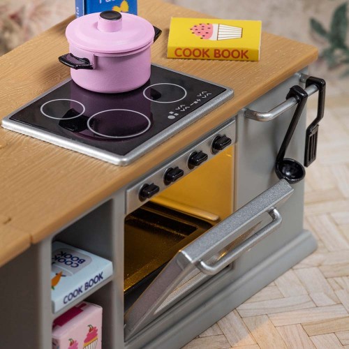 Zestaw mebli kuchennych do domku dla lalek, lodówka, kuchnia | Lundby