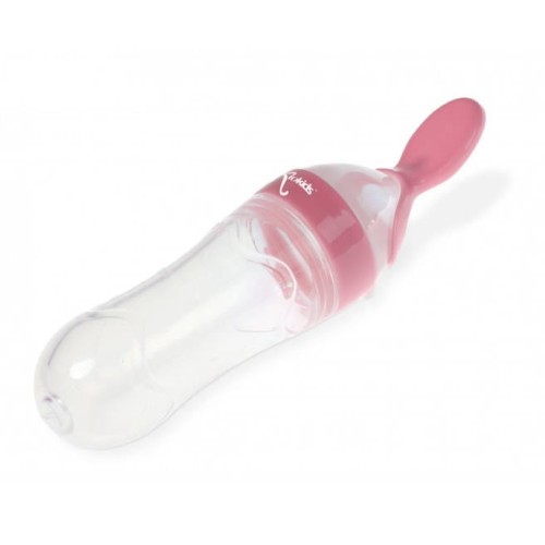Kiokids silikonowy pojemnik z łyżeczką do karmienia 90 ml Różowy 