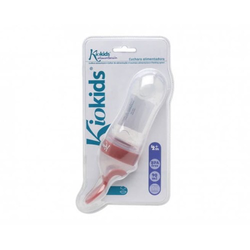 Kiokids silikonowy pojemnik z łyżeczką do karmienia 90 ml Różowy 