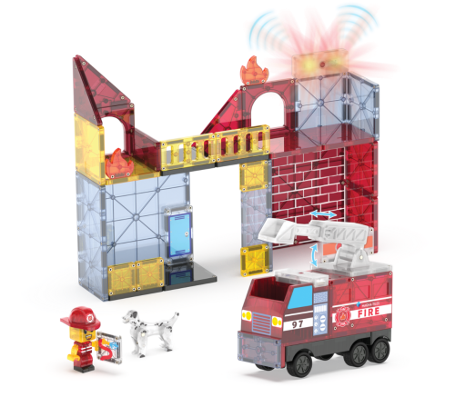 Magna-Tiles Klocki Magnetyczne Stacja Strażacka 50el 3+