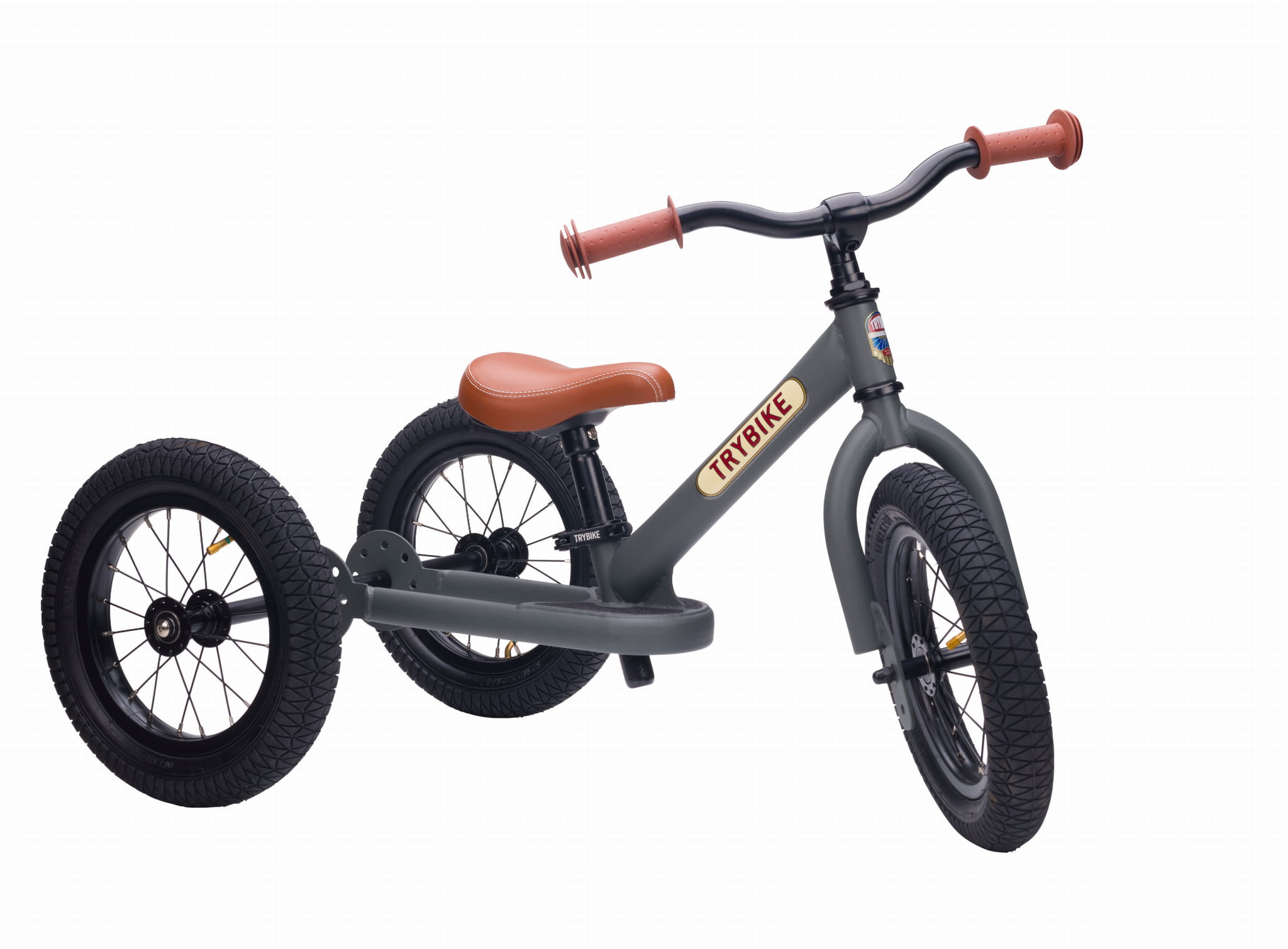 Trybike Pierwszy rowerek trójkołowy dziecięcy biegowy 2w1 szary matowy 