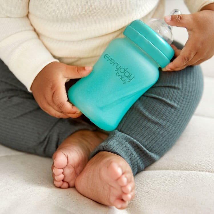 Everyday Baby Szklana Butelka Reagująca na Temperaturę 150 ml S - turkusowa  