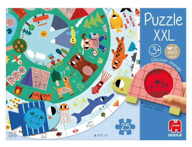 Goula Puzzle Okrągłe XXL Odkryj Zwierzęta dla Dzieci od 2 Lat – Układanka Edukacyjna